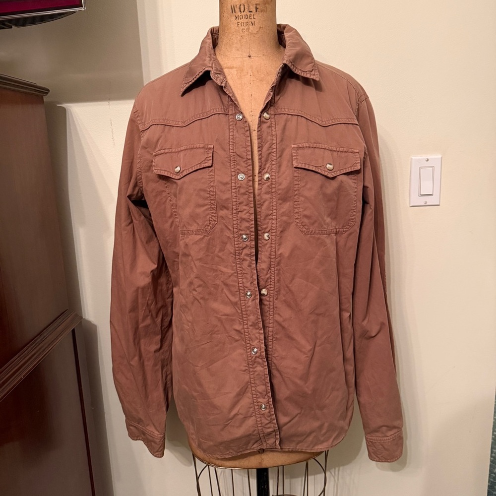 Vintage Prada Tan Quilted Button Down Shacket Shirt Jacket